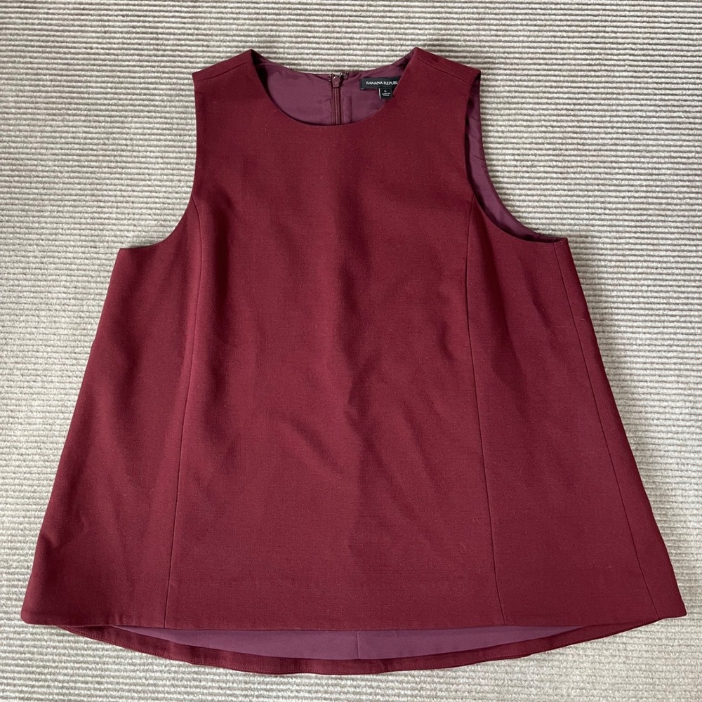 Banana Republic Burgundy Sleeveless Trapeze Shell Top Wine Red Size L